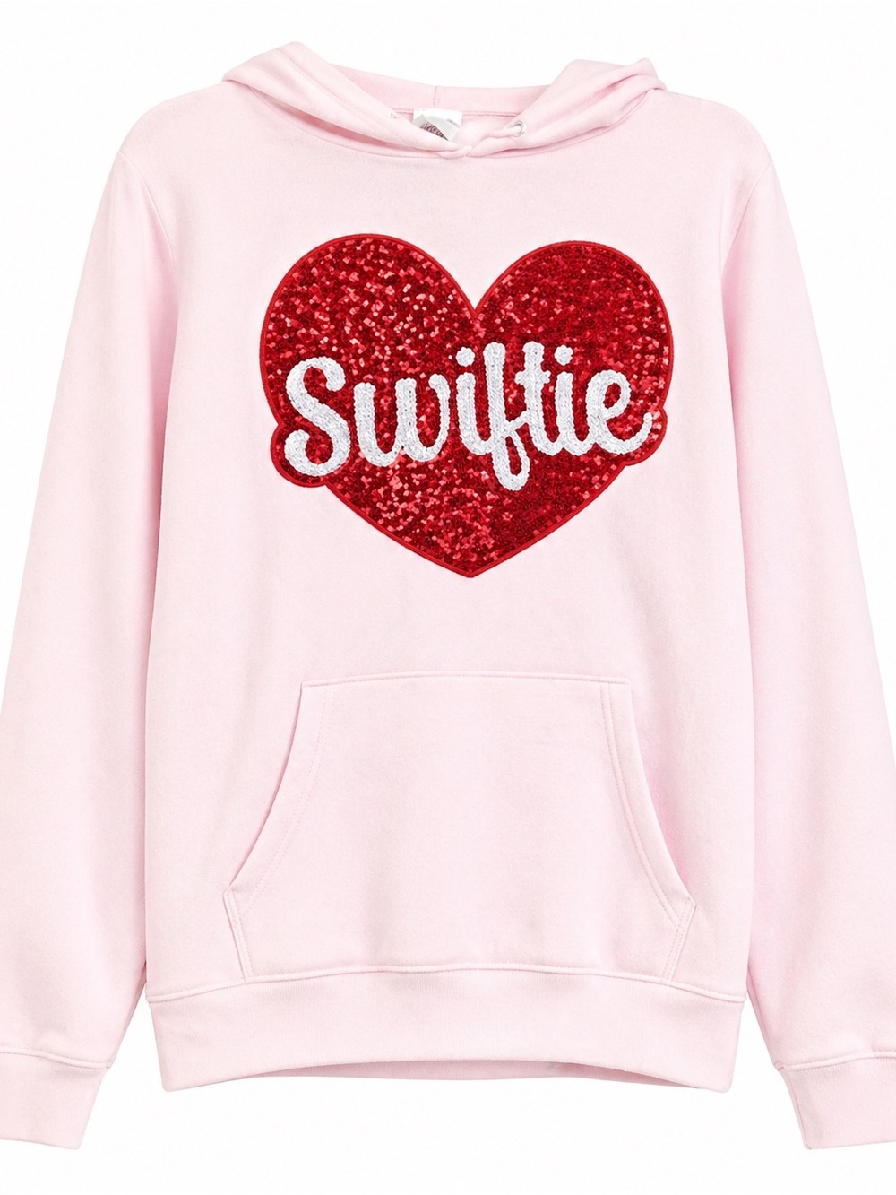 Swiftie Pink Hoodie with‎ Red Sequin Heart